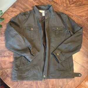 Casual Canvas Military Field Jacket in Dark Olive